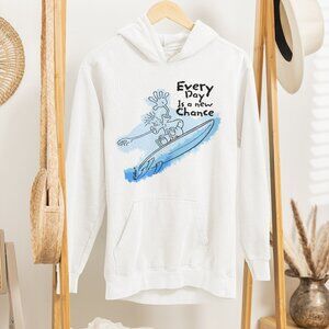 Women's White Hoodie – 90s Fido Dido Inspired | Every Day Is a New Chance